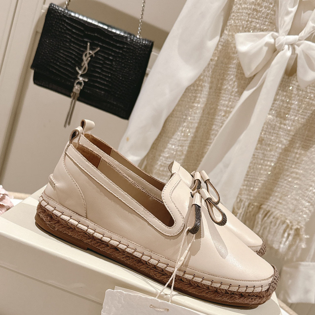 95IM Italy BC Fisherman shoes, beaded straw loafers, women's casual slip-on lazy shoes, large size s