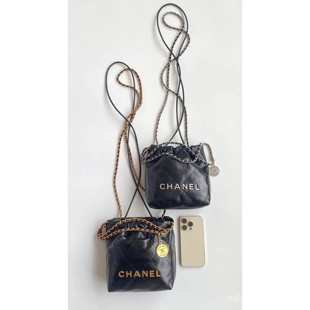 CHANEL สไตล์ชิป 22bagmini ถุงขยะ Bojin วัสดุกระเป๋ากระเป๋าสะพายกระเป๋าเป้สะพายหลังผู้หญิงผู้หญิงกระเ