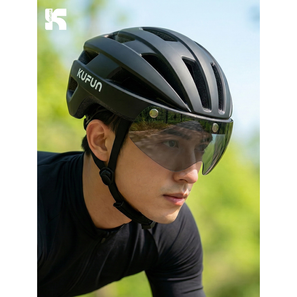 หมวกกันน็อคจักรยาน KUFUN พร้อมแว่นตา-detachable และระบบระบายลมแบบปรับได้ เหมาะสำหรับจักรยานเสือหมอบและภูเขา