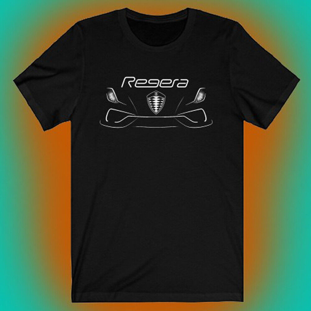 👕✨Koenigsegg Regera Racing Logo เสื้อยืดผู้ชายสีดํา