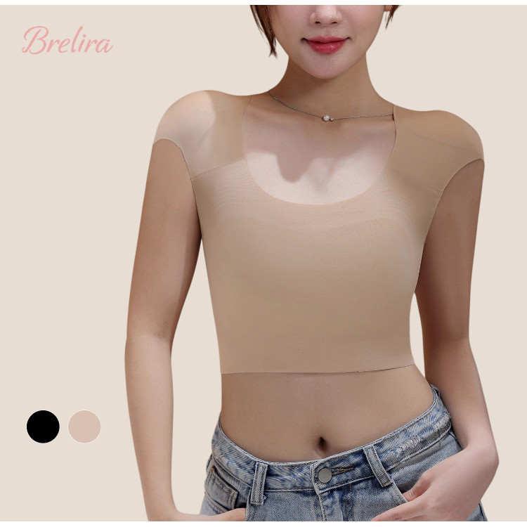 『Brelira』 เสื้อชั้นในมีแผ่นรองไหล่ ไร้รอยต่อ บรารองพื้นชนิดน้ำ บราไร้โครง แบบชิ้นเดียว กางเกงชั้นใน