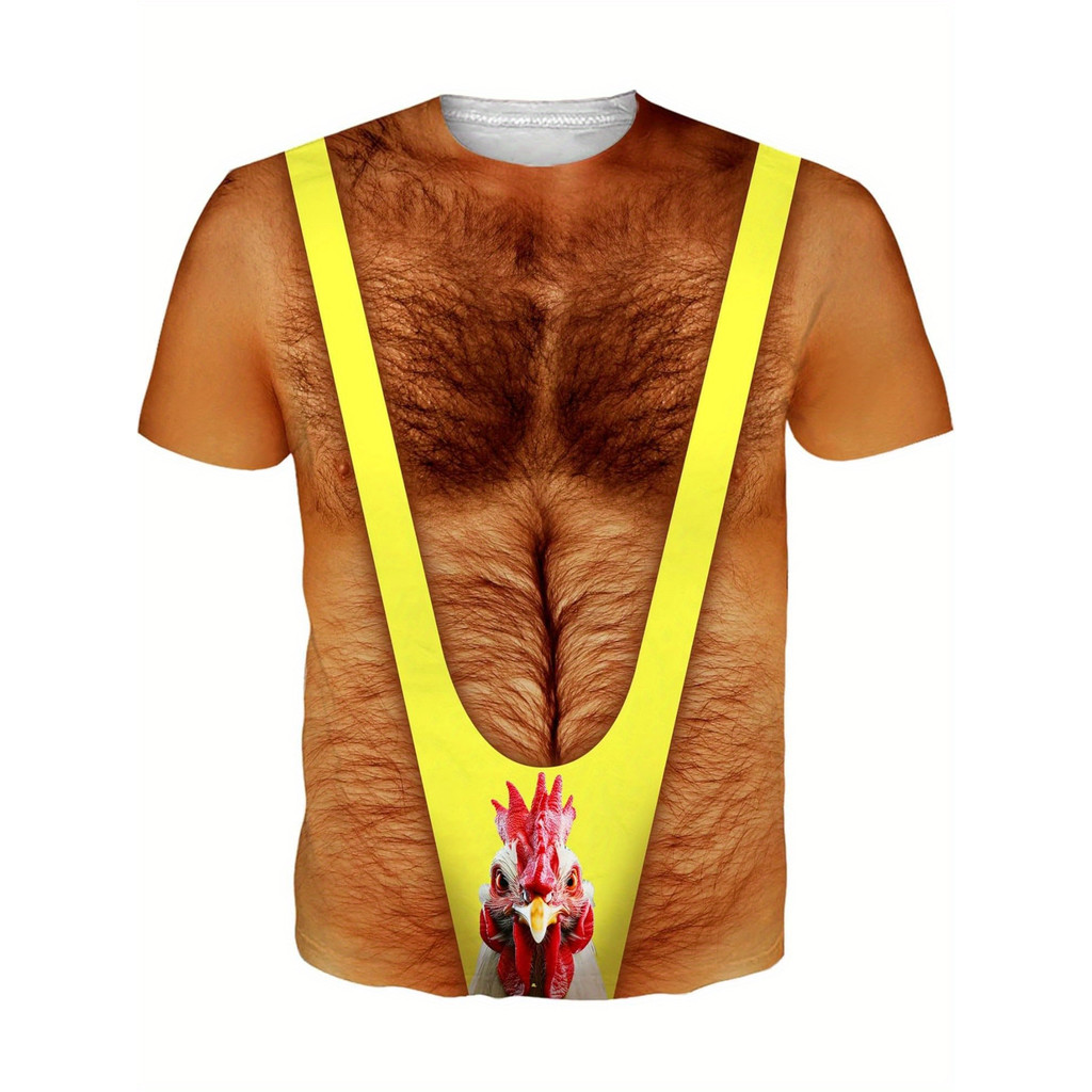 ตลกกล้ามเนื้อ Mens T เสื้อกราฟิก Spoof 3D การพิมพ์เสื้อยืดบุคลิกภาพแขนสั้นรอบคอเสื้อลําลองผู้ชาย Cool Tees Tops