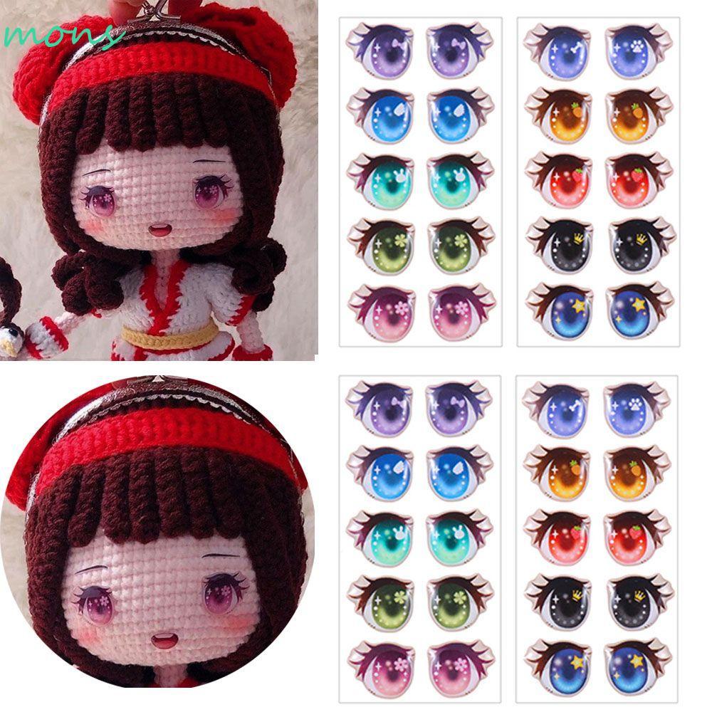 MONS 10 คู่การ์ตูนสติกเกอร์ตาคุณภาพสูงของเล่นเพื่อการศึกษา DIY ตุ๊กตาอุปกรณ์เสริม Clay Decals – โปรปัง