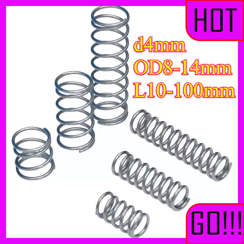 สปริงดัน สปริงกด 65Mn สปริงเหล็กสปริงอัด   d4mm*OD8-14mm*L10-100mm  LW-ZJY-1