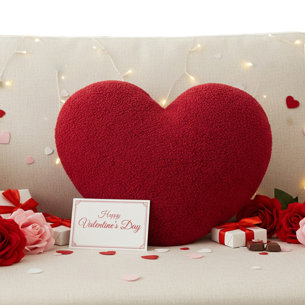 หมอนหัวใจ 17.72x13.78 นิ้ว Sherpa Heart Decor สําหรับห้องนั่งเล่นห้องนอนในร่ม