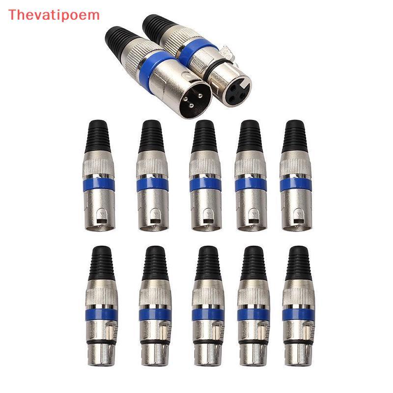 [Thevatipoem] 10 ชิ้น XLR 3Pin ชายหญิง MIC Jack Plug ไมโครโฟนเสียงขั้วต่อสายไฟ HOT