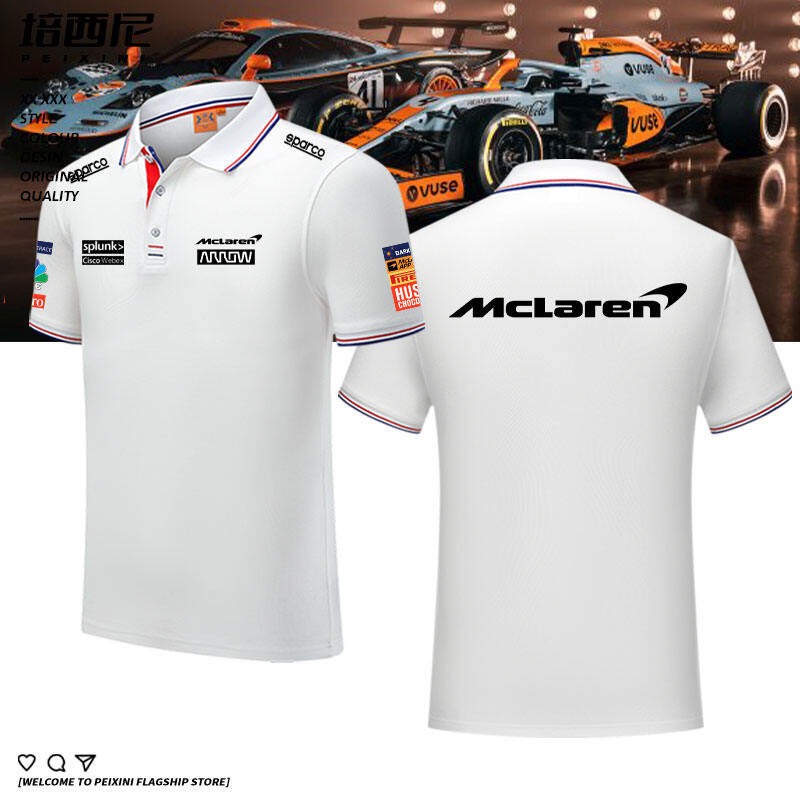 เสื้อโปโล MCLUE Racing Team F1 Racing Suit แขนสั้น Racing Suit Custom Lapel เสื้อโปโลเสื้อยืด