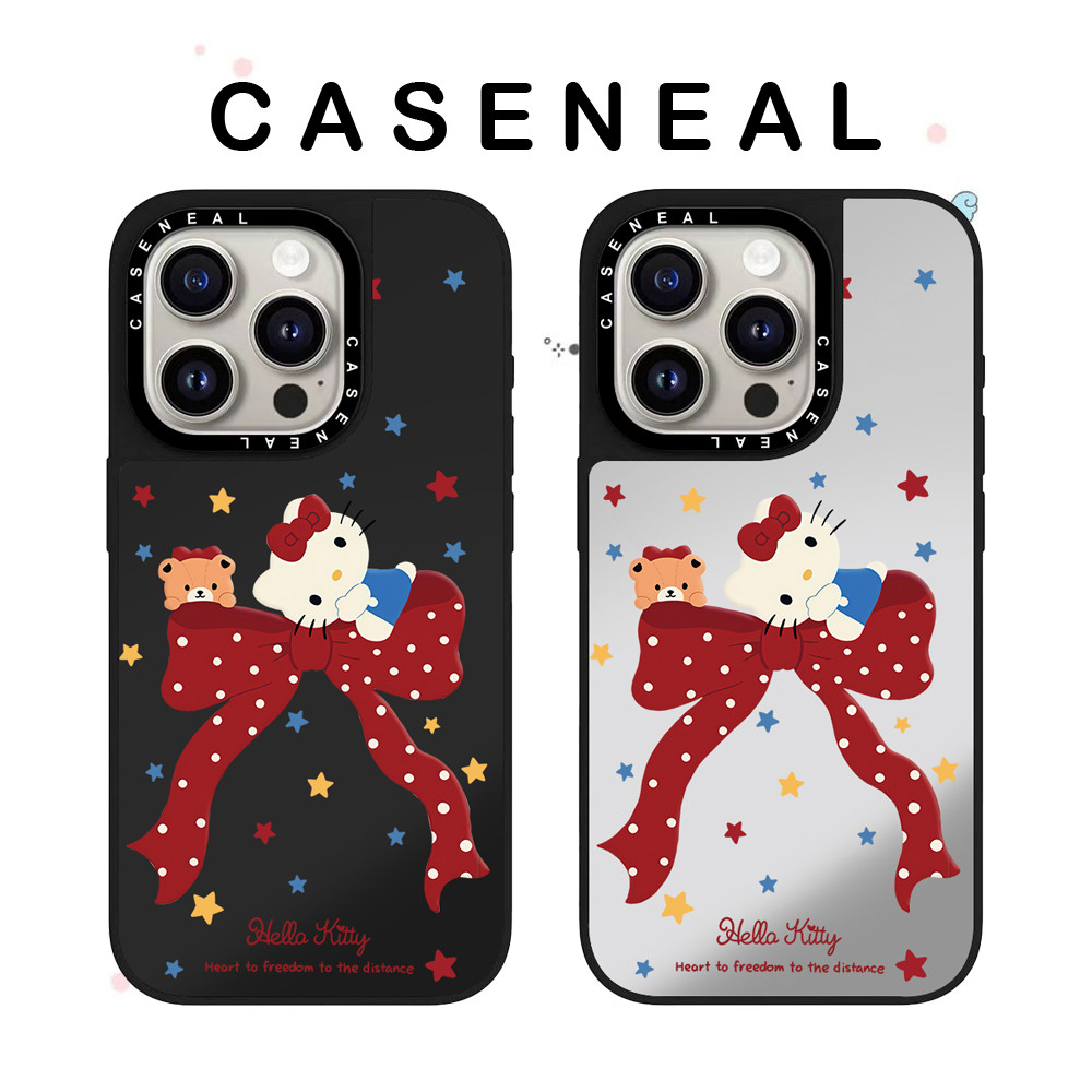 CASENEAL Red Bow KT Mirrorเคสโทรศัพท์โปร่งใสเหมาะสําหรับiPhone 17ProMax 17pro 17 air 16promax 16 15promax 15 14promax 13 13Promaxแฟชั่นAnti Drop Hard Case