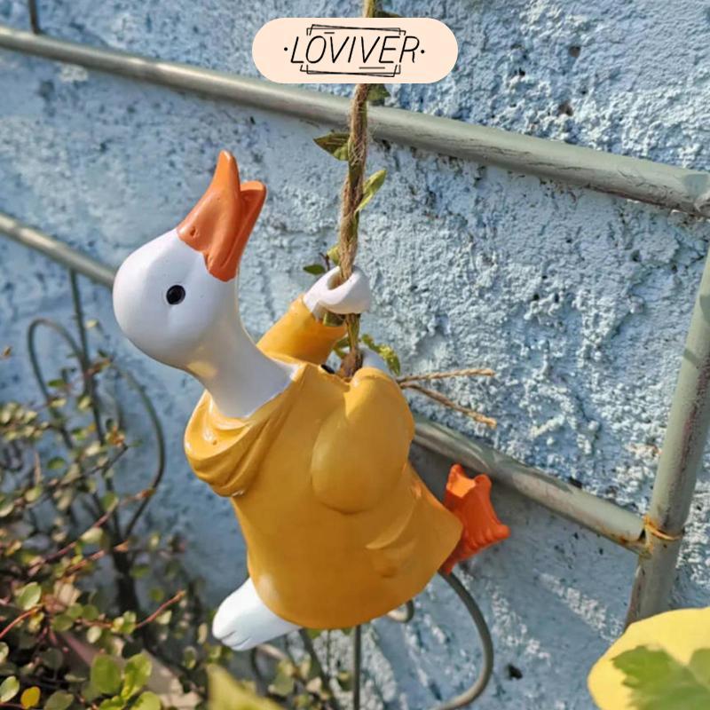 สวนเป็ดขนาดเล็กรูปปั้นขนาดเล็กปีนเขาเป็ดรูปปั้นสําหรับชั้นวางลาน - รูปที่ 2