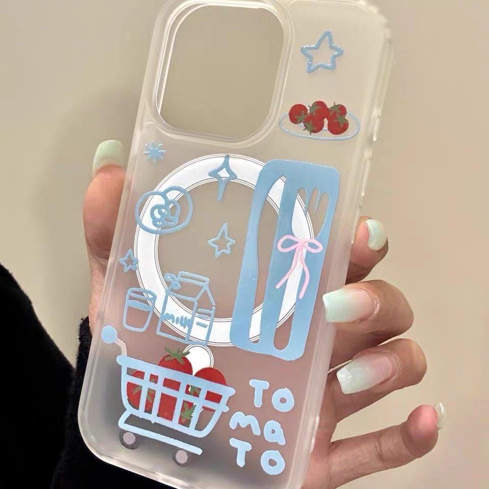 Creative รถเข็นมะเขือเทศวงเล็บแม่เหล็กเหมาะสําหรับ Samsung S25ultra เคสโทรศัพท์ S24FE กันกระแทก S23 + สไตล์ใหม่ S26ultra Frosted S21 + สดขนาดเล็ก ราคา ถูกที่สุด ดีลบีเคเค แกลเลอรีภาพที่ 4