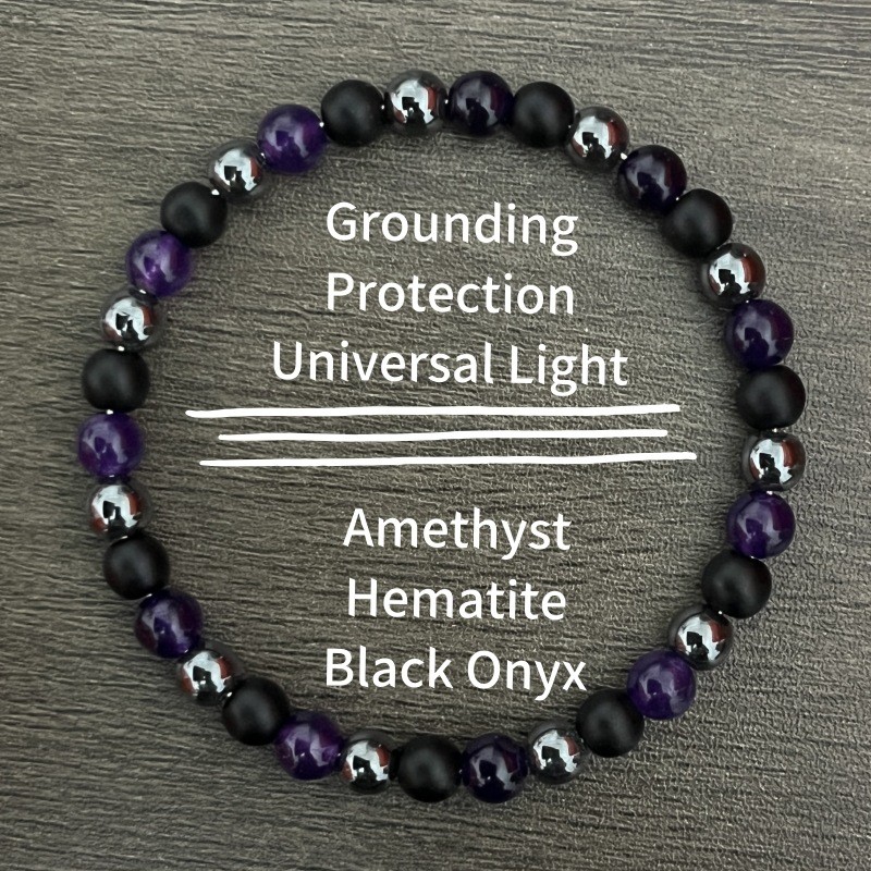 [คลังสินค้าพร้อม] Multi-Element Faceted Pyrite Amethyst Black Gallstone Colored Turquoise Bracelet R