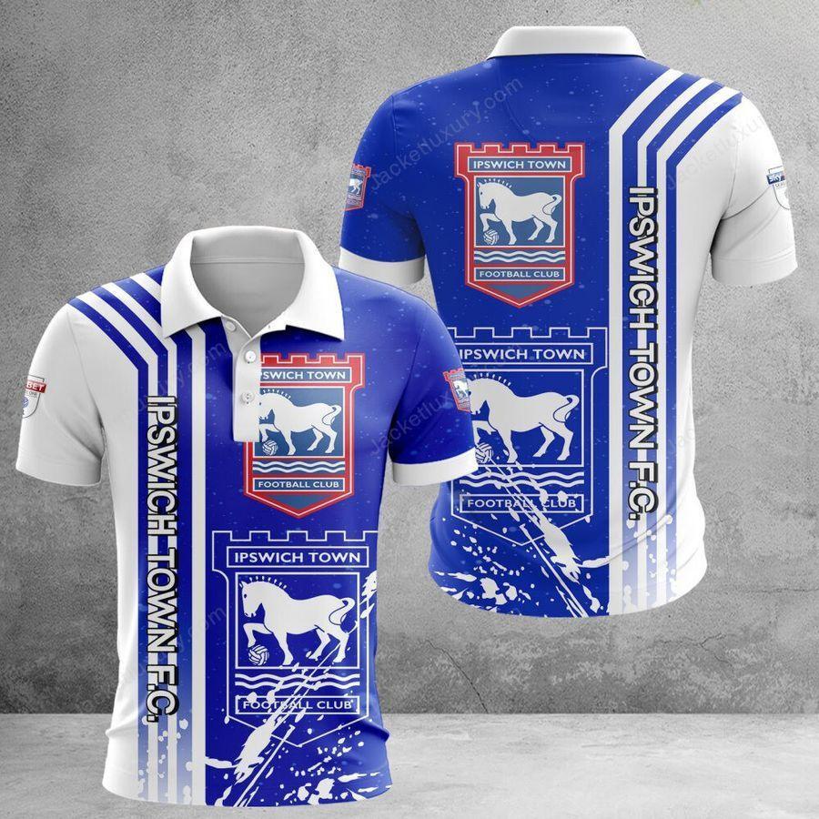 Ipswich Town FC EPL Football 3D Polo T-Shirt เสื้อมีฮู้ด