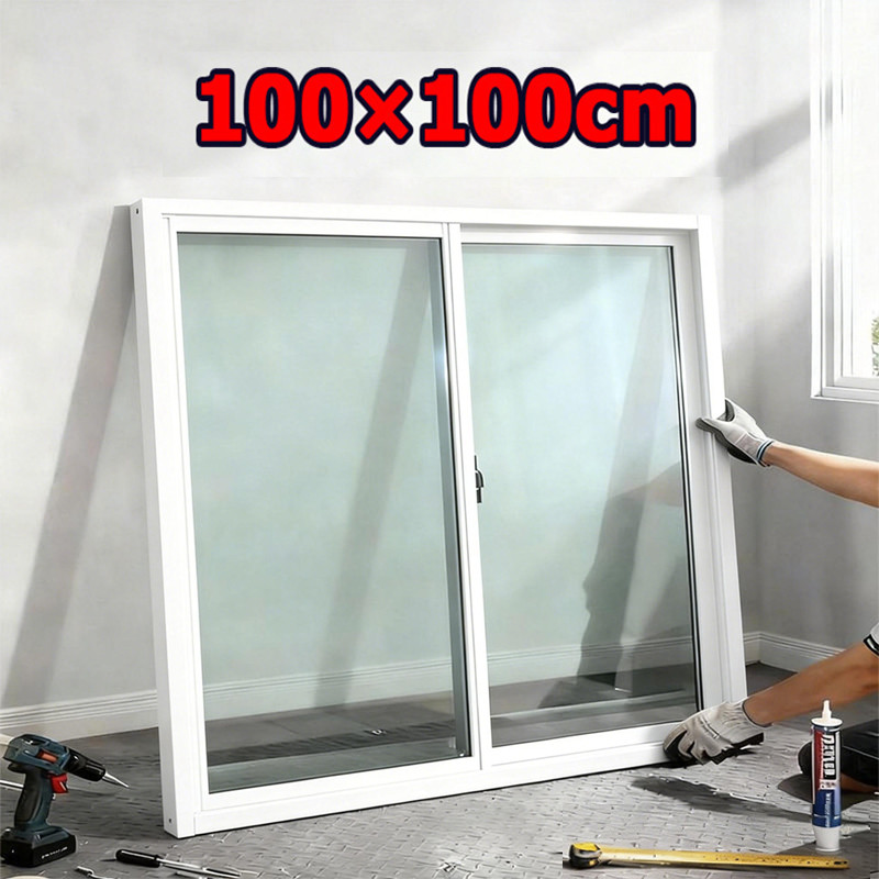 หน้าต่างบานเลื่อนอลูมิเนียมอัลลอยด์ 2 บาน ขนาด 100x100 ซม. มีให้เลือกทุกสี [กระจกนิรภัยแบบเทมเปอร์]