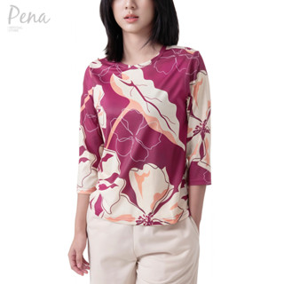 Pena house เสื้อยืดคอกลม ลายดอกไม้ แขนสามส่วน PSTL012601