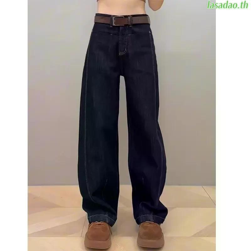 กางเกง saran ยีนส์ พลัสไซส์แคบขากว้างกางเกงยีนส์ผู้หญิงฤดูใบไม้ผลิและฤดูใบไม้ร่วงใหม่ไขมัน mm หลวมรู
