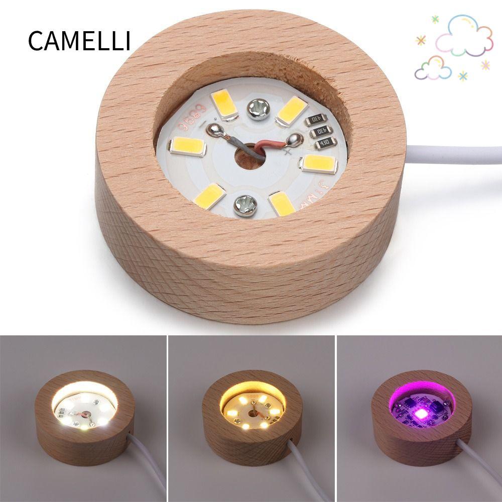 CAMELLI LED Light Dispaly Base Round Resin Art พร้อมฐานโคมไฟกลางคืนควบคุมระยะไกล
