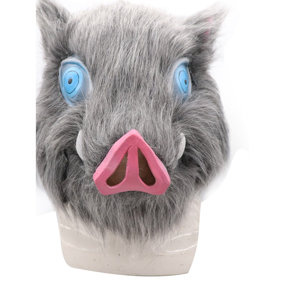 Demon Slayer Mask แบบ-latex พวงหัวหมู Inosuke สำหรับงานปาร์ตี้และคอสเพลย์