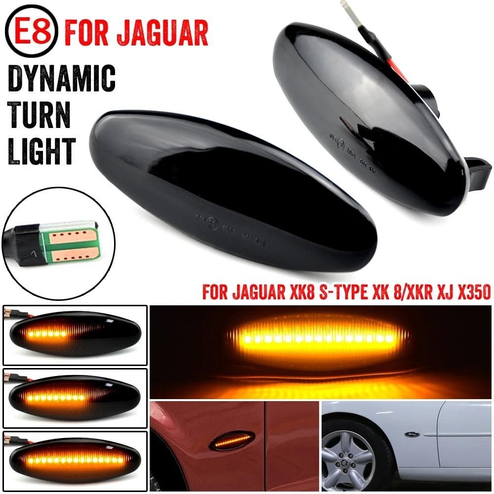 LED แบบไดนามิกด้านข้างไฟเลี้ยวไฟสัญญาณสําหรับ Jaguar XJ8 XJR 1997-2005 XJX350 S-Type