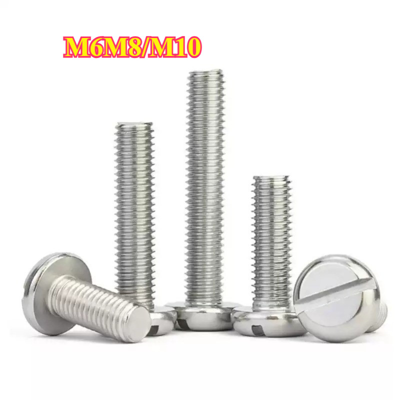 304 สแตนเลส one-slot สกรูหัวทรงกระบอก GB65 สกรู slotted หัวกลม bolt M6M8/M10Mg-Mi