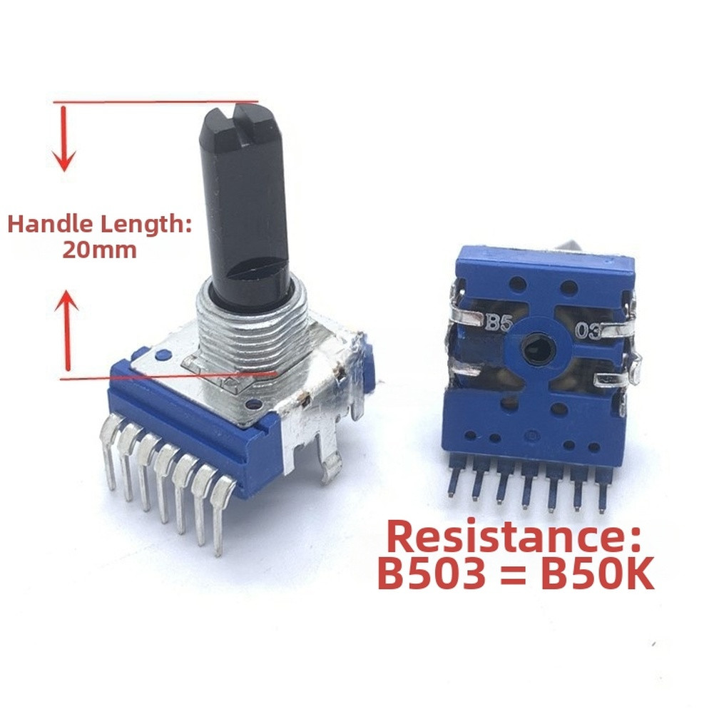 RK14 ประเภท potentiometer แนวตั้งแถวเดียว 7pin การเชื่อมต่อคู่ B50K B100K