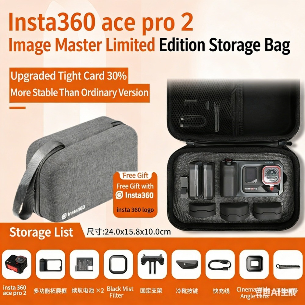 เหมาะสําหรับ Shadowstone Insta360 Ace Pro 2 Street ยิงชุดกระเป๋าเก็บเครื่องพิมพ์กล้องกีฬา Hard Shell กระเป๋า