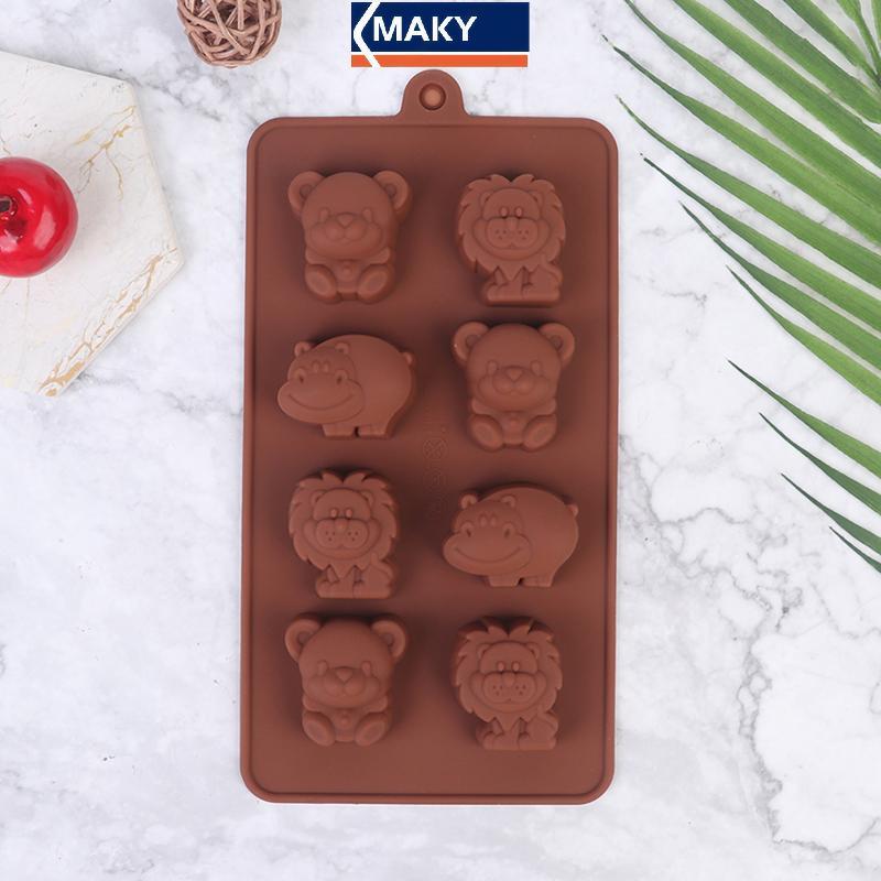 MAKY แม่พิมพ์ซิลิโคนสัตว์ Hippo Lion Bear Shape สบู่ช็อคโกแลตเค้ก DIY เครื่องครัว TH - รูปที่ 5