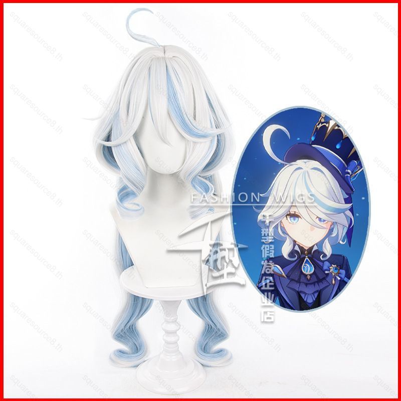 Genshin Impact Furina Cosplay Anime Wig - Unisex Fluffy Hairpiece ทนความร้อน สำหรับปาร์ตี้ฮาโลวีน