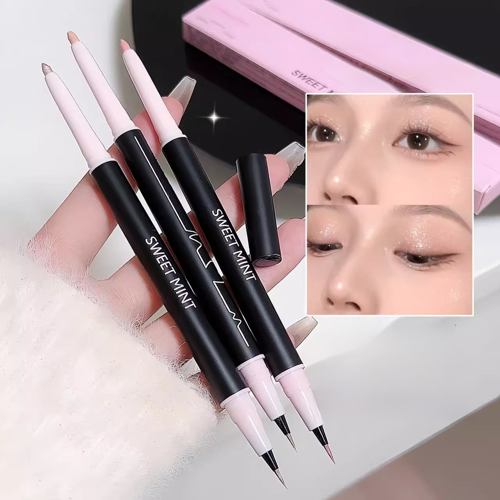 Heart Double Head Silkworm Pen Highlight Brighten 2 in 1 Eyeliner Lower Lash Line Shadow
