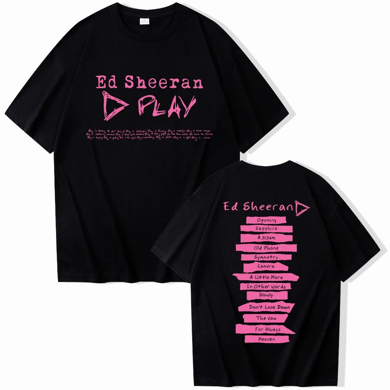 ทัวร์ Ed Sheeran 2026 เสื้อยืดผู้หญิงผู้ชาย Ed Sheeran เล่นอัลบั้ม การพิมพ์เพลง เสื้อยืดคอกลม