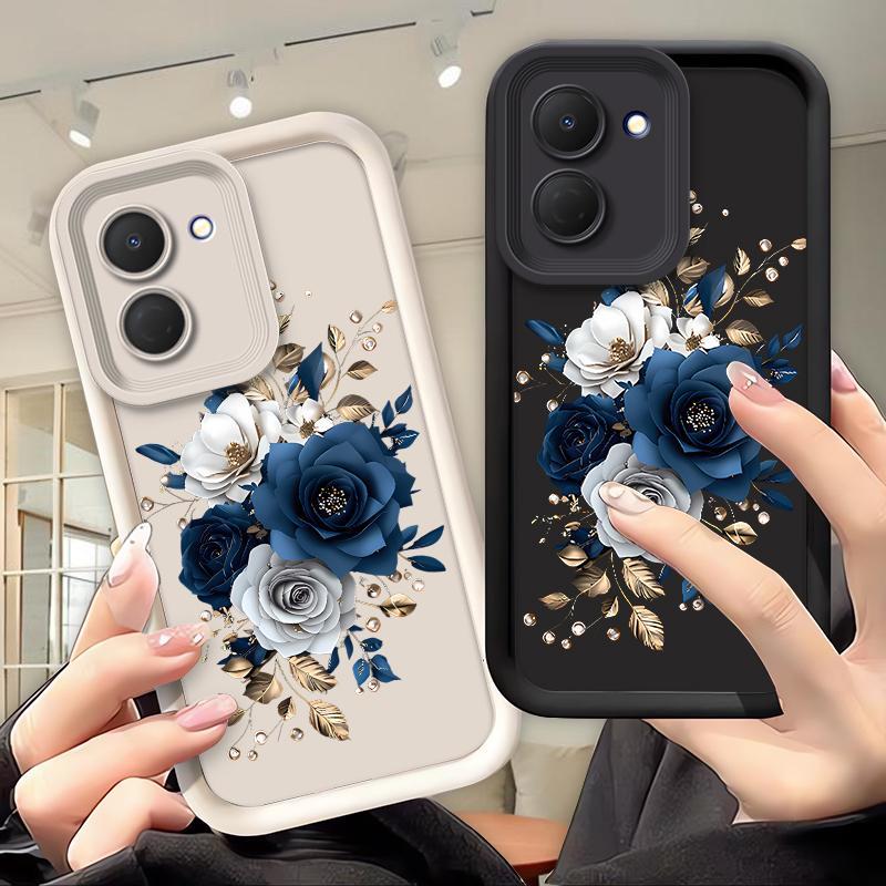 ปลอกสําหรับ Tecno Spark GO 3 Spark GO 2 Spark Go 1 Luxury Blue Rose เคสโทรศัพท์ Techno Spark GO3 GO2