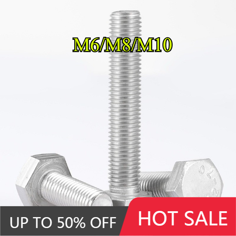 304 สแตนเลสสตีล DIN933 เกลียวละเอียด Hex Bolt M6-M10