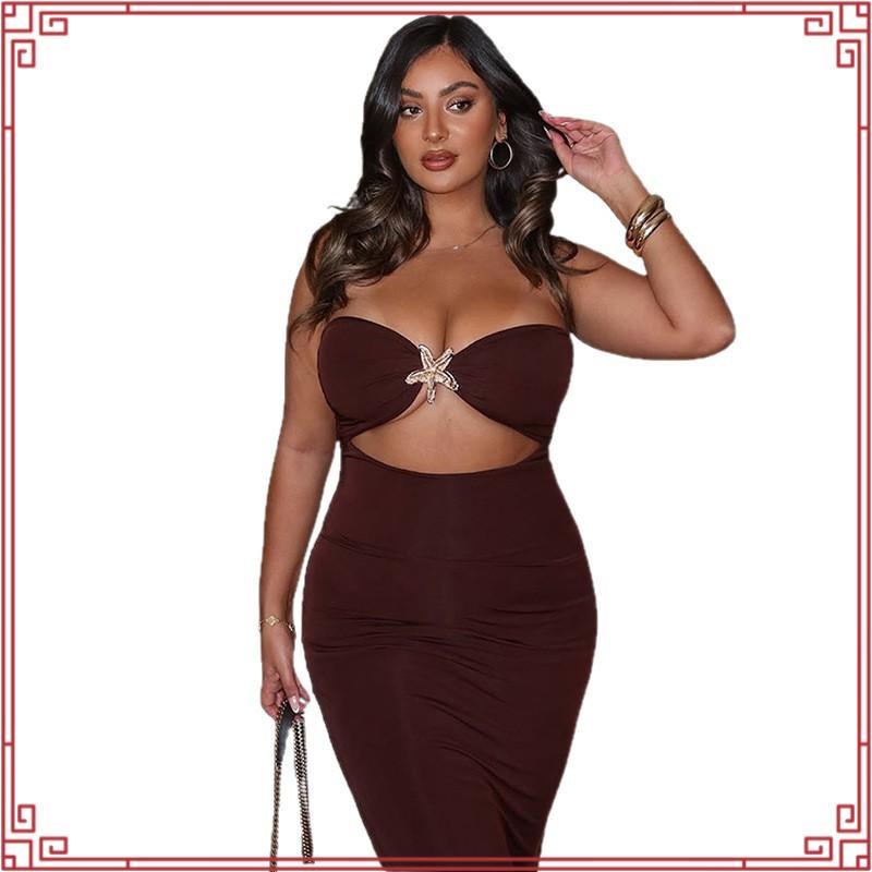 poshie(Wawa dress)1094เดรสออกงานสายเพชร ผ้านิ่ม