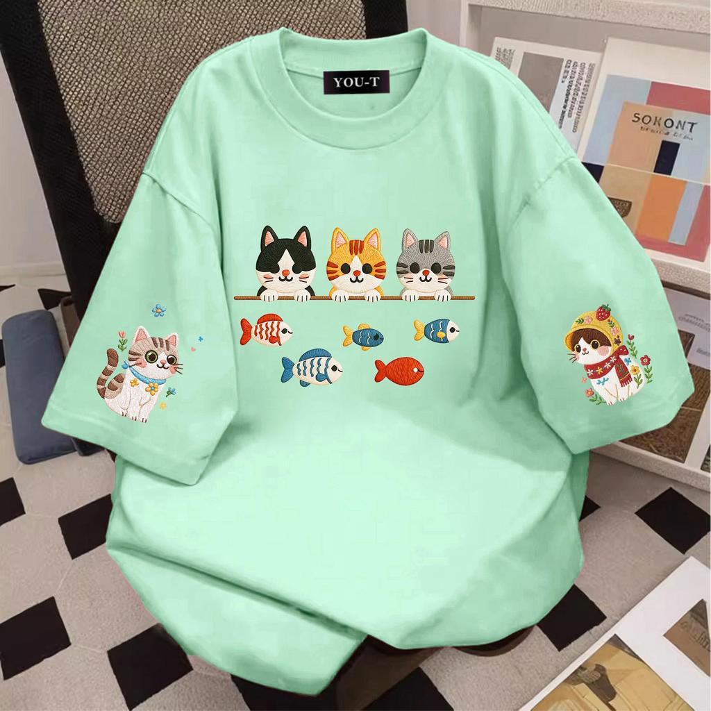 Top.street [COD]เสื้อแฟชั่น แขนสั้น คอกลม t shirt oversize cotton100% ใส่สบาย สไตล์ลำลอง 'rose flowers'