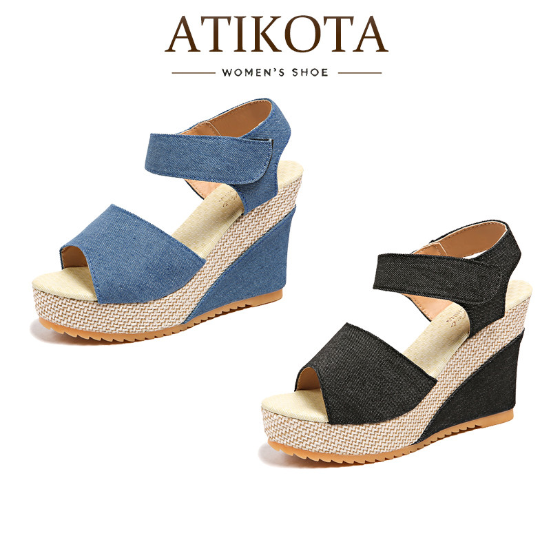 Atikota รองเท้าแตะแบบแฟชั่นสำหรับผู้หญิง ทนทานและกันลื่น เหมาะสำหรับสวมใส่กลางแจ้ง