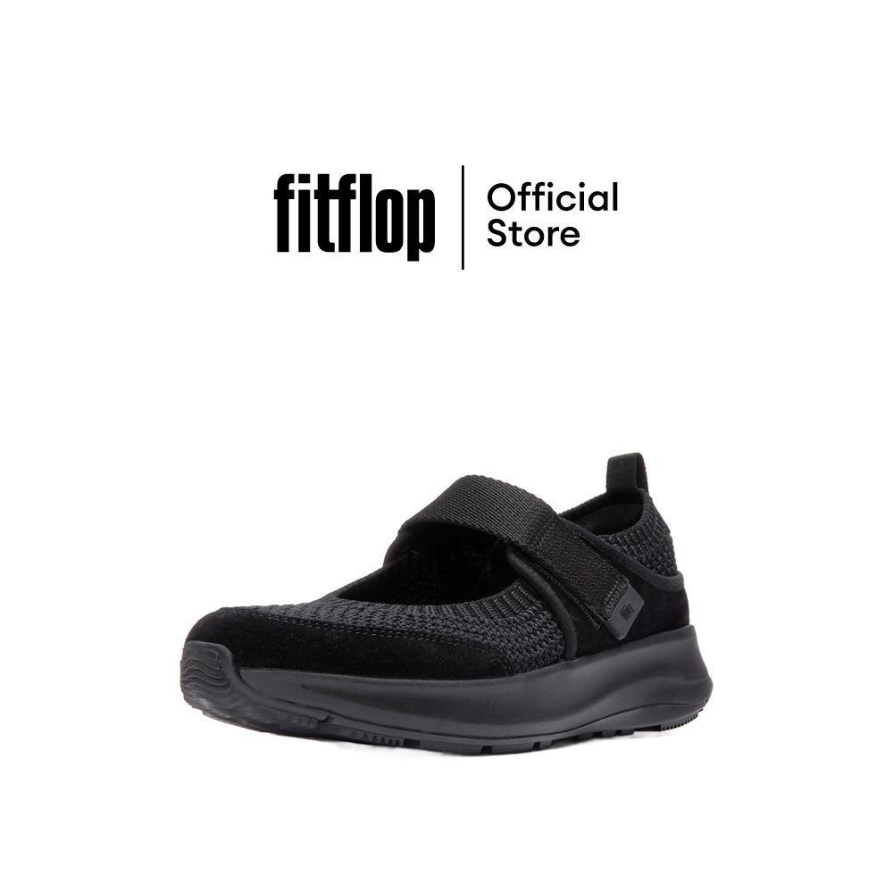 FITFLOP F-MODE FLOW KNIT/SUEDE MJ รองเท้าผ้าใบผู้หญิง รุ่น A0Z-090 สี BLACK