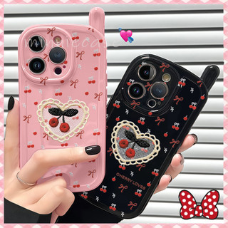 🎀🎀🍒โบว์ เชอร์รี่ เคสสำหรับไอโฟน16 13 11 Case for IPhone17promax 12 14PLUS 15PRO X XR XS MAX 7 8 PLUS กรณีโทรศัพท์ น่ารัก