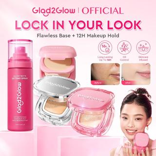 Glad2Glow Foundation&Setting Spray Makeup Set Perfect Cover Cushion + Setting Spray All Day Flawless