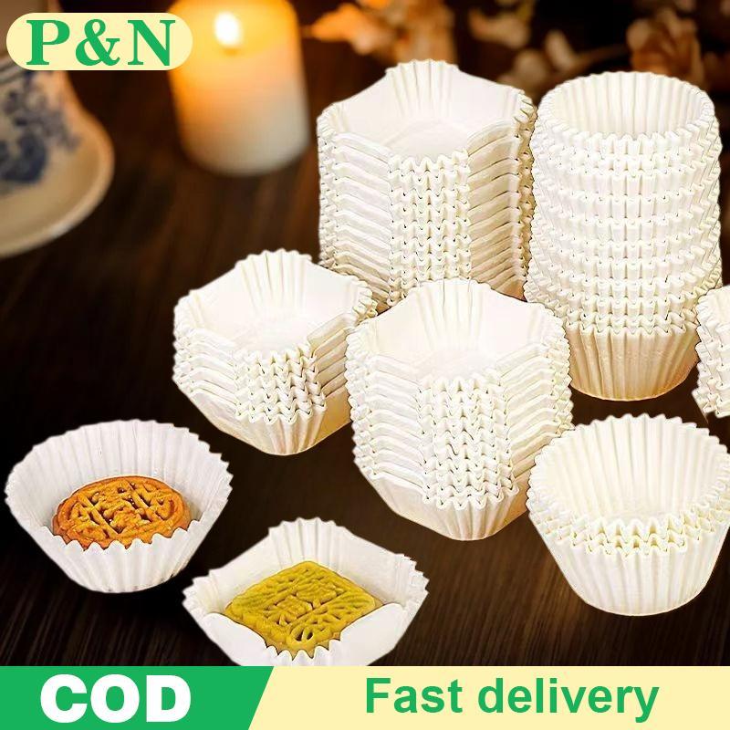 [P&N] 100/250 ชิ้นที่ใส่กระดาษขนมไหว้พระจันทร์กระดาษสี่เหลี่ยมบราวนี่ซับขนาดกลางขนาด 45/50/55/62 มม.