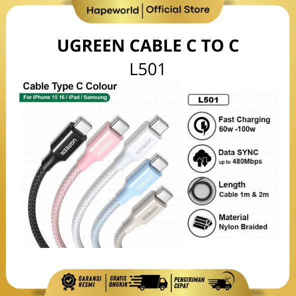 UGREEN CABLE C TO C L501 60W FAST CHARGING 3A MAX 1M