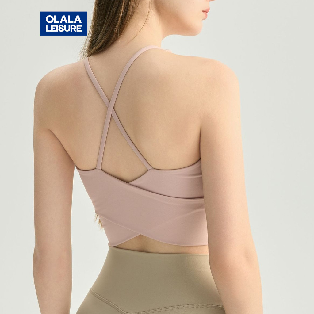 OLALA ชุดชั้นในโยคะสำหรับผู้หญิง ดีไซน์สายรัดหลังข้าม สวมใส่ง่าย สไตล์โดดเด่น