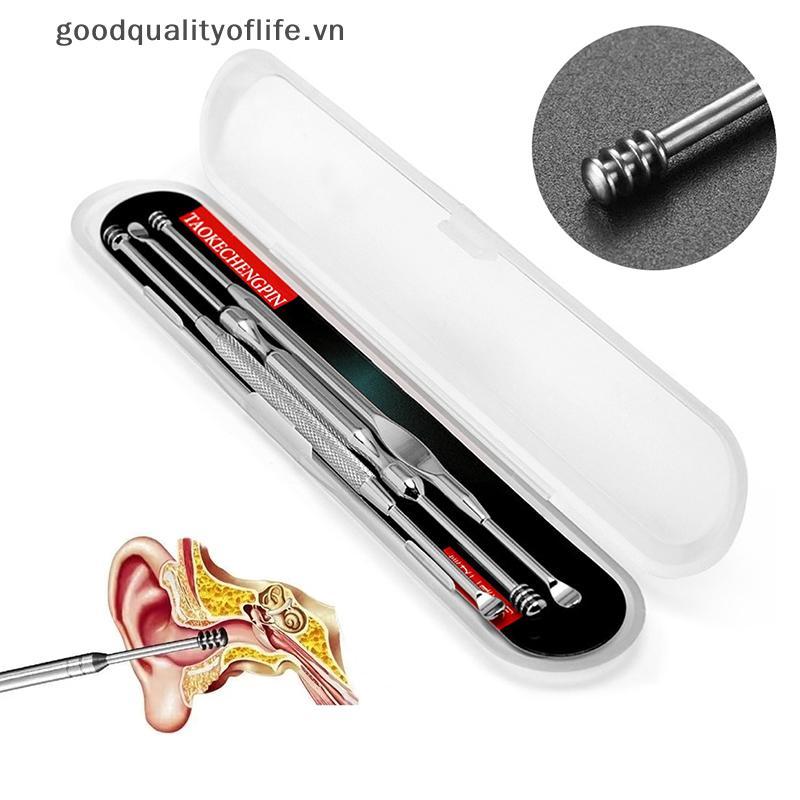 [ดี] 1/3 ชิ้นสองหัวหูขี้ผึ้งกําจัดทําความสะอาดขี้หู น้ํายาล้าง 360° ทําความสะอาดเครื่องมือดูแลหูสแตน