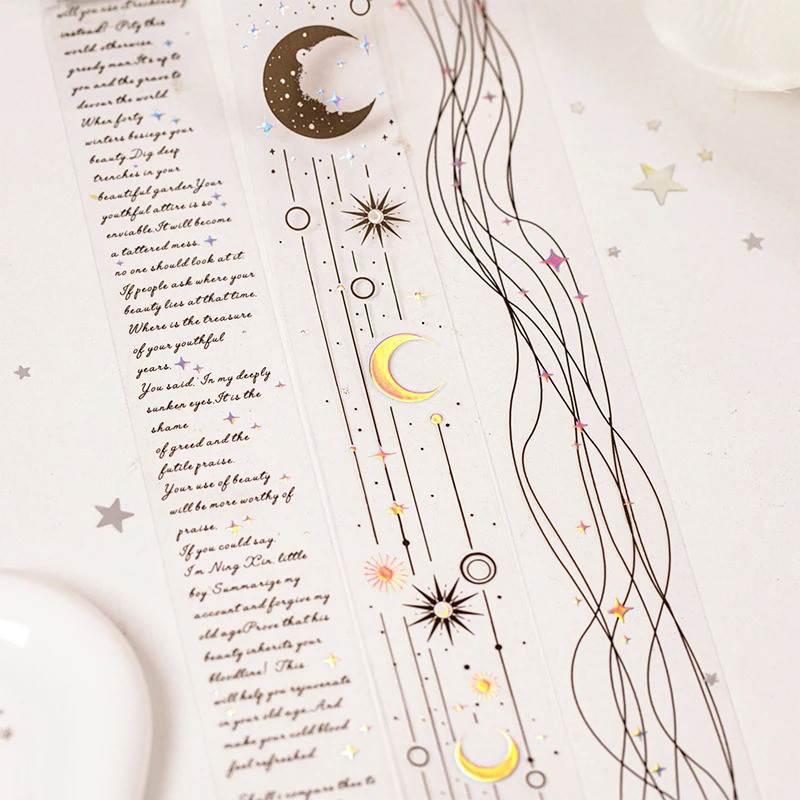 Journal GO 3x200 ซม.บทกวี Sky PET เทปสติกเกอร์ตกแต่งเทปกาว Diy Scrapbooking Collage Junk Journal อัลบั้มการ์ดตกแต่ง
