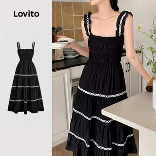 Lovito เดรสโบฮี โบฮีม์ สก็อก เคลื่อนไหว แตะคอนทราสต์ รูปแบบร…