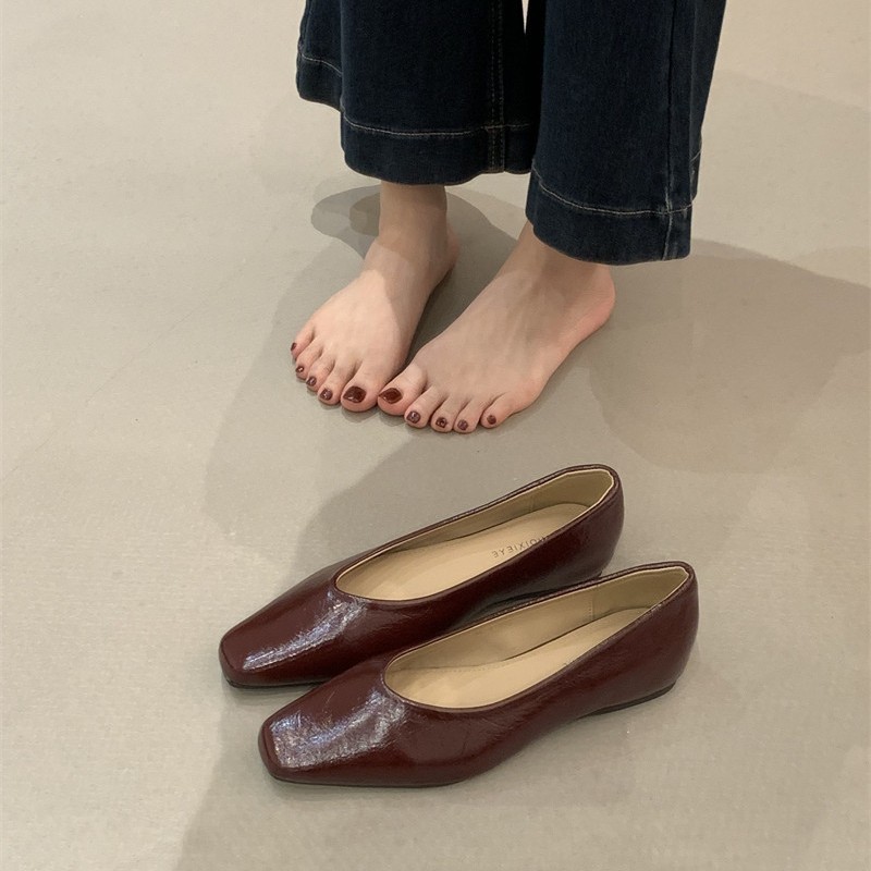 [DIAIRIZ] Square Toe Shallow Mouth Heightening Shoes Women Spring New Style Korean Version Classy Fa