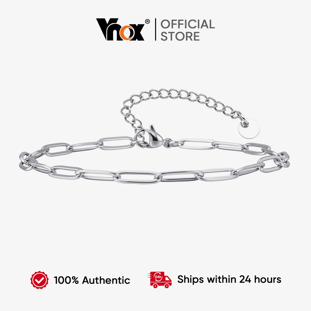 VNOX วีโน็กซ์ กําไลข้อเท้าสแตนเลสแบบมินิมอล ออกแบบมาเพื่อความทนทานและกันน้ํา ใช้งานได้ทุกวัน