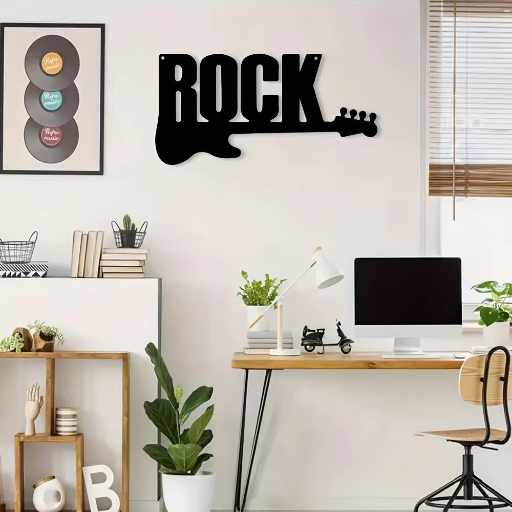 HELLOYOUNG Metal Guitar Wall Art Decor ของขวัญดนตรีสําหรับห้องนอน Studio Rock Scene Room