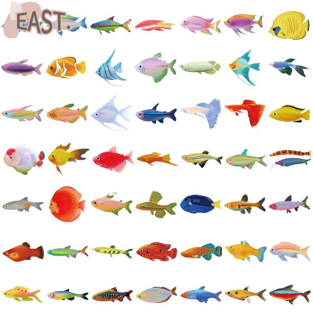 EASTS 50PCS แล็ปท็อป Decal,การ์ตูนกันน้ําปลาสติกเกอร์โปร่งใส,Art DIY ห้องนั่งเล่นสมุดภาพสเก็ตบอร์ดกระเป๋าเดินทาง