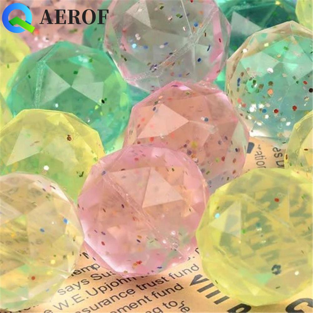 AEROF 6 ชิ้น Diamond Bouncy Ball, Bouncy toy Clear Rubber Bouncy Ball, Creative Rainbow Color Random