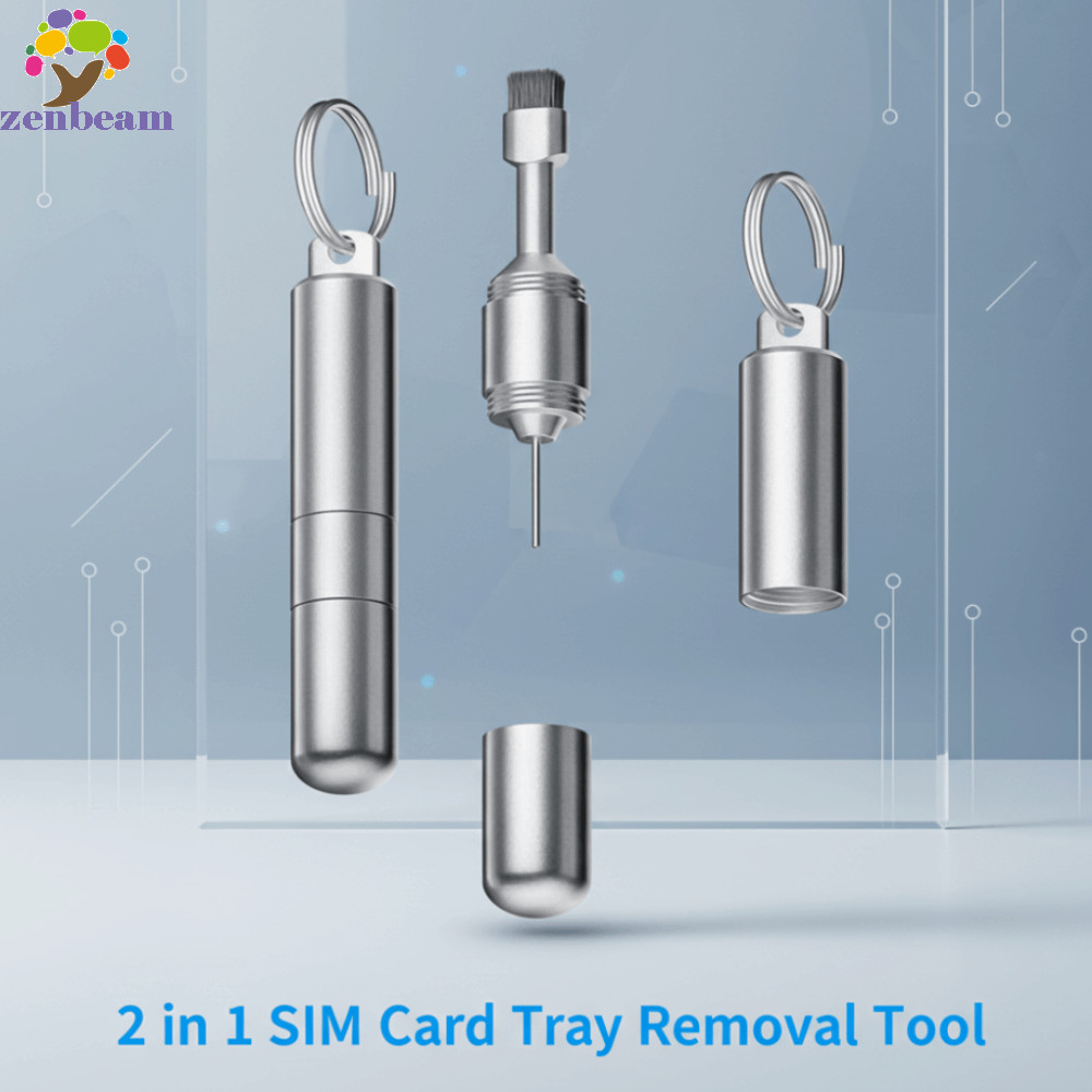 ZENBEAM ถาดซิมการ์ด Ejector Pin, 2 in 1 พวงกุญแจแปรงทําความสะอาด Ejecting Removal เข็ม, การ์ดเข็ม Anti-Lost Compact Universal ซิมการ์ดเครื่องมือกําจัดโทรศัพท์มือถือสมาร์ทโฟน