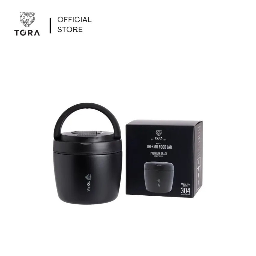 TORA Food Thermos 970 มล. สแตนเลส 304 กระติกอาหารเก็บร้อนเย็น สีดำ ดีไซน์พรีเมียม พกพาสะดวก outdoor collection